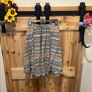 LuLaRoe Skirt with Black, Orange, Green and White Geometric Pattern